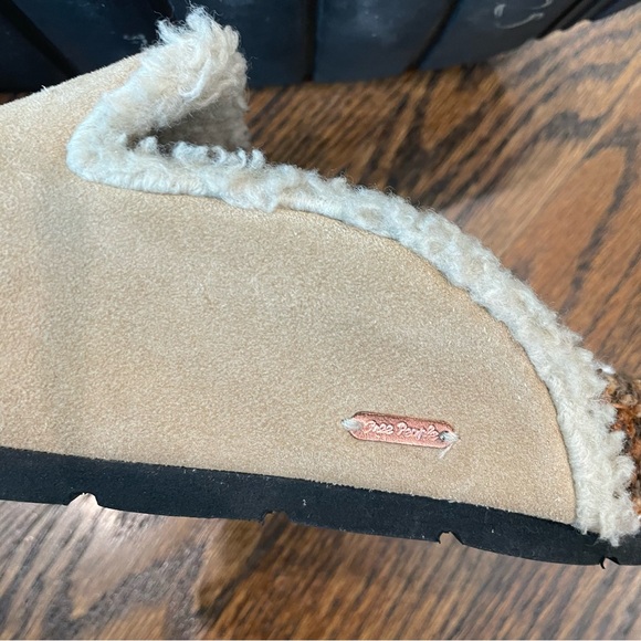 FREE PEOPLE Damon Clogs Tan Suede Faux Fur Textile Insoles Slip Ons - Picture 8 of 14